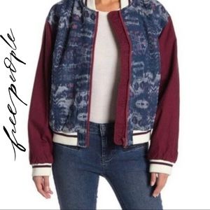 Free People | Varsity Of Dreams Bomber Jacket | Maroon and Blue  X-Small